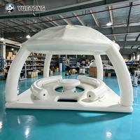 Plateforme flottante gonflable Yuetong DWF et tente gonflable sur l'île flottante, plateforme gonflable avec tentes pare-soleil, table aquatique