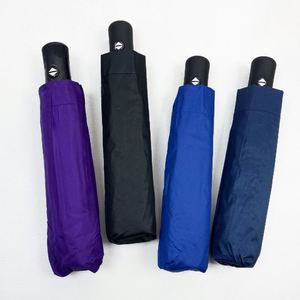 Parapluie entièrement automatique à 3 plis, revêtement pongee noir, protection UV, 97 cm, 8 baleines, armature en alliage, coupe-vent, voyage, pluie, soleil - Product Image 2