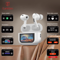 Earldom ANC ENC tws earbud dengan LCD Digital, headphone In-Ear nirkabel dengan layar kontrol sentuh LCD kualitas tinggi peredam bising