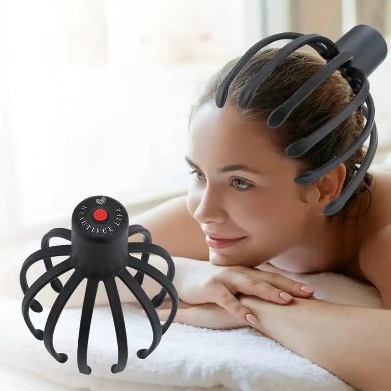 Amazon venda quente elétrica vibração cabeça massageador couro cabeludo Usb recarregável cabeça massageador