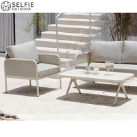 Ensemble de canapés d'extérieur 4 pièces en aluminium thermolaqué et rotin moderne, résistant à l'eau, pour patio, cour, villa, chambre et salles à manger