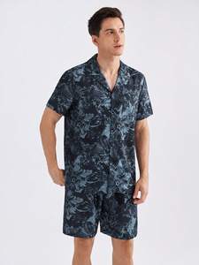 Set Estivo <span class=keywords><strong>da</strong></span> <span class=keywords><strong>Uomo</strong></span> per il Relax, Pigiama Leggero in Seta Ghiacciata con Pantaloncini - Product Image 4