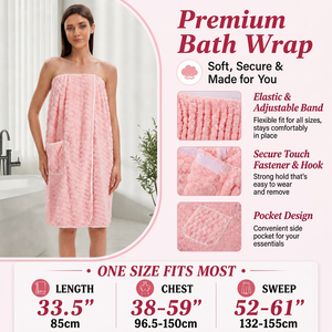 Premium Soft Terry <b>Towel</b> Dress for Women with Pocket and <b>Hair</b> <b>Towel</b> <b>Wrap</b> Set for Bath Spa and Relaxation - Product Image 2