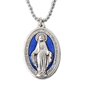 Rosari in Lega di Zinco con Pendente della Vergine Maria in Smalto Blu e Collana con Catena in Lega di Zinco per Anniversario - Product Image 5