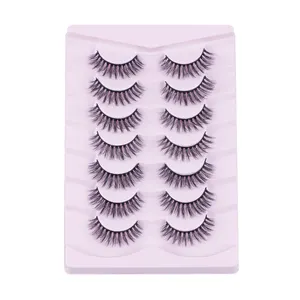 FX-S219 7 Pairs 3D Wispy kabarık yanlış Eyelashes özel kullanımlık sahte vizon kirpiklere yapılan bitki Fiber doğal göz kirpik