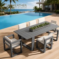 Ensemble de table et de chaises de salle à manger en aluminium d'extérieur, de haute qualité, imperméable, meubles de patio pour villa, hôtel, cour, jardin