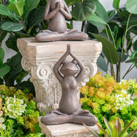29,2x16,5x38,1 cm Frosch-Gartendekoration Braune Magnesium-Yoga-Froschfigur in Namaste-Posen mit Goldakzenten