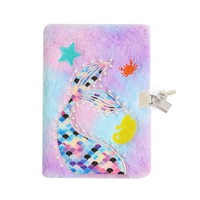Venta al por mayor de cuaderno de felpa de unicornio, diario de dibujos animados de tapa dura con cerradura para niñas, diario para niños, libro para la escuela