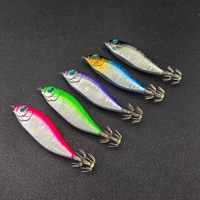 Appât Vivant Lumineux UV de 5 cm et 59 g, Style Calamar, Queue Luminescente, Type Poisson, Style Crevette en Bois avec Hameçons