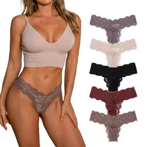 New Sexy Low Waist Elastic Transparent Lace Women G String Ladies Embroidery Flower Underwear Thong Sexy Lace Sexi Girls Brief