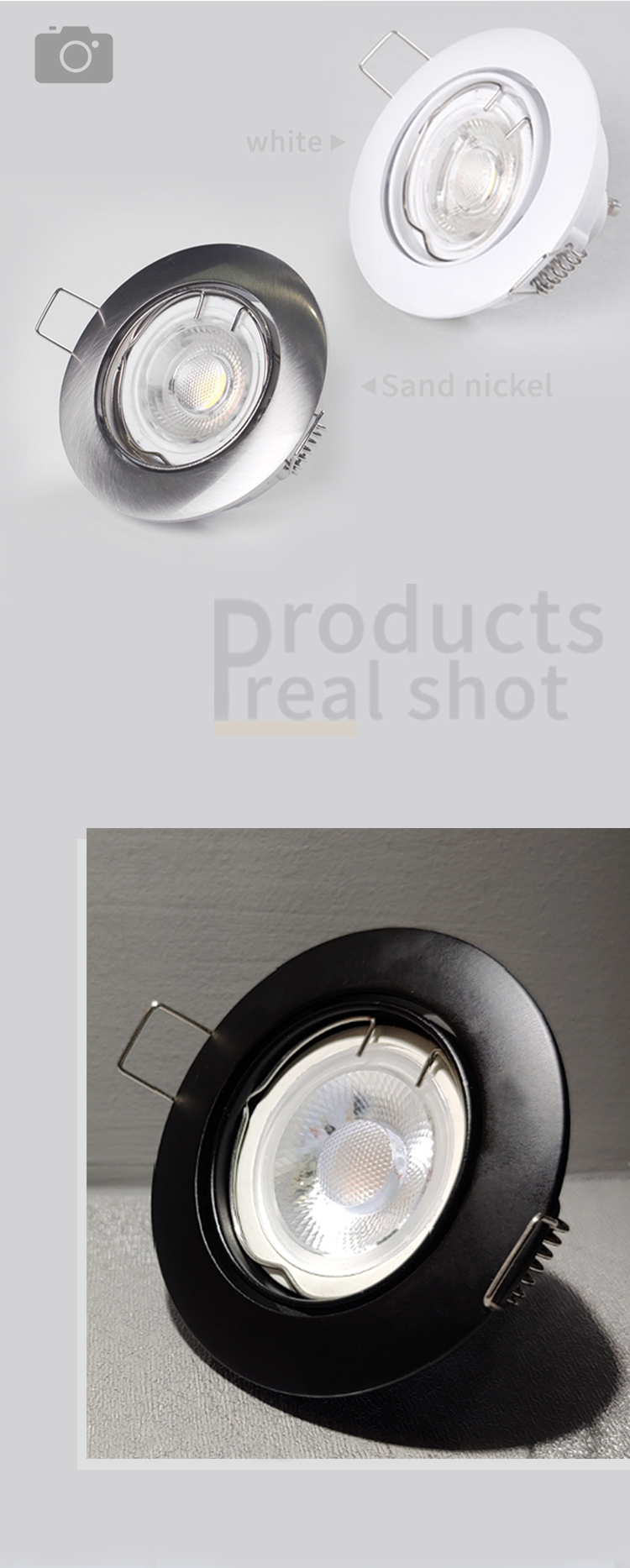 Indoor Recessed Downlight Fixtures Gold Round 84Mm 7W Adjustable Led Spotlights