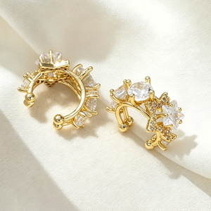 C-shaped Gold <b>Clip</b>-on Earrings With Zircon Women Fashion Jewelry <b>Spring</b> 2026 Yiwu Origin - Product Image 4