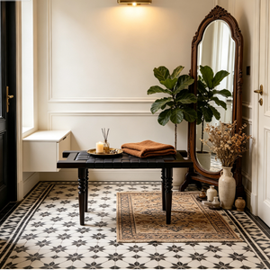 <span class=keywords><strong>Banco</strong></span> <span class=keywords><strong>de</strong></span> estilo vintage francés con asiento <span class=keywords><strong>de</strong></span> cuero tejido, patas <span class=keywords><strong>de</strong></span> madera maciza torneadas, estructura <span class=keywords><strong>de</strong></span> madera maciza, ecológico y duradero para entrada. - Product Image 1