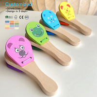EDULAND OEM ODM Castañuelas de Madera Montessori, Juego de Inteligencia, Juguete Educativo Temprano para Niños de 2 a 6 Años, Ecológico y No Tóxico
