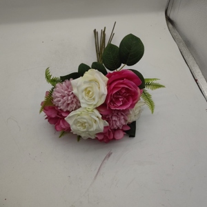Bouquet de roses artificielles avec pot en céramique <span class=keywords><strong>noir</strong></span>, fleurs artificielles éternelles pour une utilisation en intérieur, décoration de la maison - Product Image 3