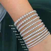 Bracelet Tennis en Diamant de Laboratoire Certifié GIA IGI, Personnalisé, Chaîne 10K 14K 18K HPHT CVD, pour Femme