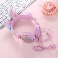 Casque audio filaire supra-auriculaire OEM licorne rose pour enfants, stéréo, avec micro intégré, chipset JL, étanche IPX-2, prise jack 3,5 mm pour écouter de la musique