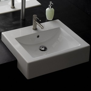 Scarabeo moderno elegante quadrato Semi-racchiuso lavabo in porcellana in pietra lavabo per uso domestico Hotel Art lavaggio a mano - Product Image 1