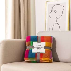 <span class=keywords><strong>Plaid</strong></span> <span class=keywords><strong>Sherpa</strong></span> coloré à carreaux imprimés, double face en polaire, chaud et réversible, pour canapé, lit et décoration intérieure - Product Image 1