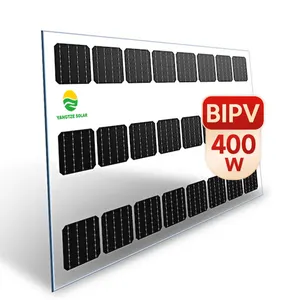 400W双面双玻璃半电池bipv blaclk太阳能电池板温室透明彩色设计