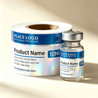 Étiquettes personnalisées en vinyle PVC holographique résistantes à l'eau et aux UV pour flacons de peptides 3ml/10ml/30ml, boîtes en papier assorties disponibles