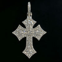 Pendentif Croix Gothique Personnalisé en Argent Sterling 925 Entièrement Micro-Pavé de Moissanite VVS, Style Hip Hop Chrétien pour Collier