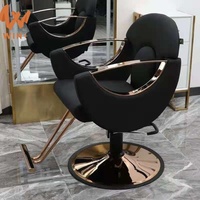 Salon portatif en or inclinable moderne de luxe professionnel chaise de barbier noire dorée classique chaise de coiffure