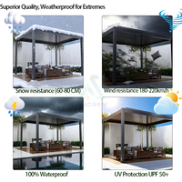Pergola bioclimatique ANCSEM 3x4m avec poutres et lames réglables de 150 mm, gazebo extérieur en aluminium pour jardin et visionnage de football