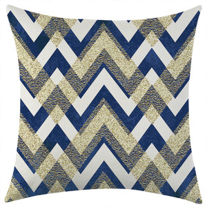 Housse de coussin carrée à motif géométrique bleu et or, décoration de salon, taie d'oreiller respirante - Product Image 4