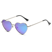 Lunettes de soleil en gros en forme de cœur pour hommes et femmes, protection UV400, style rétro coloré, lunettes hippie en métal, classiques pour les fêtes
