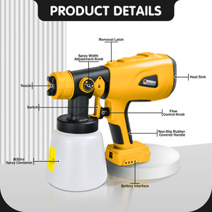 Pistolet <span class=keywords><strong>de</strong></span> pulvérisation électrique pour Dewalt 18V 20V Li-ion Batterie Auto Furniture Coating Airbrush Pulvérisateur <span class=keywords><strong>de</strong></span> <span class=keywords><strong>peinture</strong></span> portable sans fil - Product Image 3