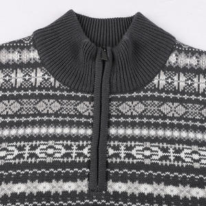 Customized Jacquard Quarter Zip Knitwear Long Sleeve Pullover Wholesale Wool <b>Jumper</b> Men Pattern Sweater - Product Image 3
