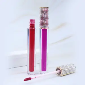 Wholesale Glossy matte lipstick own brand clear frosted square tube neutral lip gloss