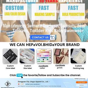 Bikinis Personalizados de Alta Calidad 2024, Etiqueta con Logotipo, Bikini de Cintura Alta, Traje de Baño Personalizado, Tela con Estampado Hawaiano, Conjunto de Bikini Conservador - Product Image 2