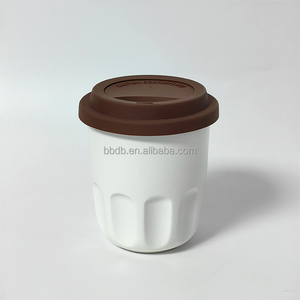 Taza de café de cerámica, serie multicolor, taza portátil para llevar sin asa con tapa de silicona, regalos para mujeres, hombres, él, ella - Product Image 1