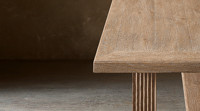 Table à manger de luxe en bois massif avec pieds cannelés architecturaux, table rectangulaire en bois pour hôtel, villa, salle à manger, ensemble de meubles