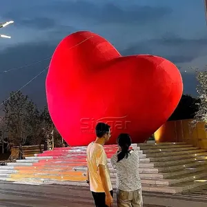 छुट्टी वेलेंटाइन दिनों सजावट विशाल पीवीसी प्रकाश inflatable लाल दिल गुब्बारा