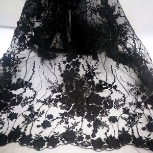 Tissu en dentelle brodée 3D à motifs floraux, dentelle Chantilly, <span class=keywords><strong>blanc</strong></span> et noir, pour robe de mariée - Product Image 3