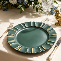 Assiettes de présentation en PP vert résistant aux chocs, style antique, pour la restauration de fêtes et les événements vintage (vente en gros)