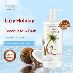 Gel Douche Parfumé Mingou 800ml Hydratant Longue Durée à Base d'Eau Menthe Camélia Noix de Coco Pêche Format Familial avec Pompe - Product Image 4