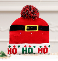Cappello Natalizio in Maglia Acrilica con Luci LED, Cappello di Babbo Natale Luminoso per Adulti e Bambini