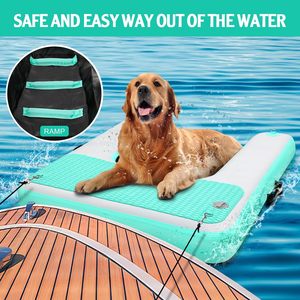 Plataforma Flotante Resistente para Perros, Rampa Inflable Plegable para Mascotas, Plataforma de Escalada Segura para Perros Pequeños, Medianos y Grandes de hasta 220 Libras - Product Image 1