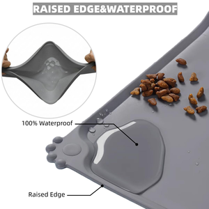 Custom Multi-Purpose Rectangle <b>Silicone</b> Dog Feeder <b>Mat</b> Anti-Slip Pet Bowl <b>Mat</b> with Solid Pattern Waterprooffeeding <b>Mat</b> - Product Image 4