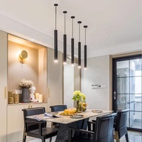 Lustre LED industriel nordique pour restaurant Tube en aluminium ultra-mince petite lampe suspendue forme longue