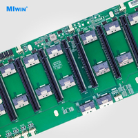Miwin 11 Slot PCIE 4.0 GPU Base Plate Direct Plug-in Kartu Grafis Antarmuka 8654 PCIE 4.0 X16 Papan Ekspansi GPU untuk Server