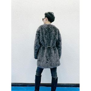 2025 mới arrivall phụ nữ thanh lịch, lỏng lẻo, Dài đến đầu gối, áo khoác lông chồn dài tay, ấm áp, nặng - Product Image 1