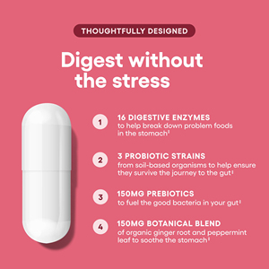 Enzymes digestives avec prébiotiques, la digestion décompose les graisses, les glucides, les protéines, optimise l'absorption des nutriments, 60 capsules - Product Image 4