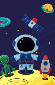 Jouets à mâcher pour chiens écologiques en peluche, en forme de fusée d'astronaute, pour la santé dentaire, avec sonnette, pour chiots, motif dessin animé, collection étoiles étoilées - Product Image 3