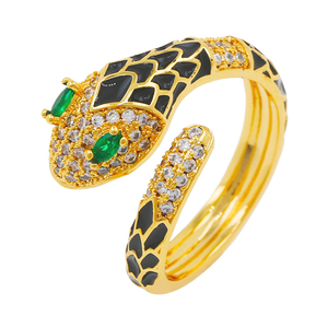 אופנה החדשה נחש טבעת 24k זהב צבעוני קריסטל ריינסטון נחושת מיקרו יהלומים רב צבע נחש מתכווננת גודל טבעת - Product Image 2