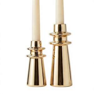 Ensemble de 2 chandeliers en métal doré, porte-bougies modernes, centre de table pour la décoration de la maison - Product Image 4